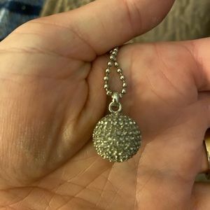 Michael Kors silver rhinestone ball long necklace